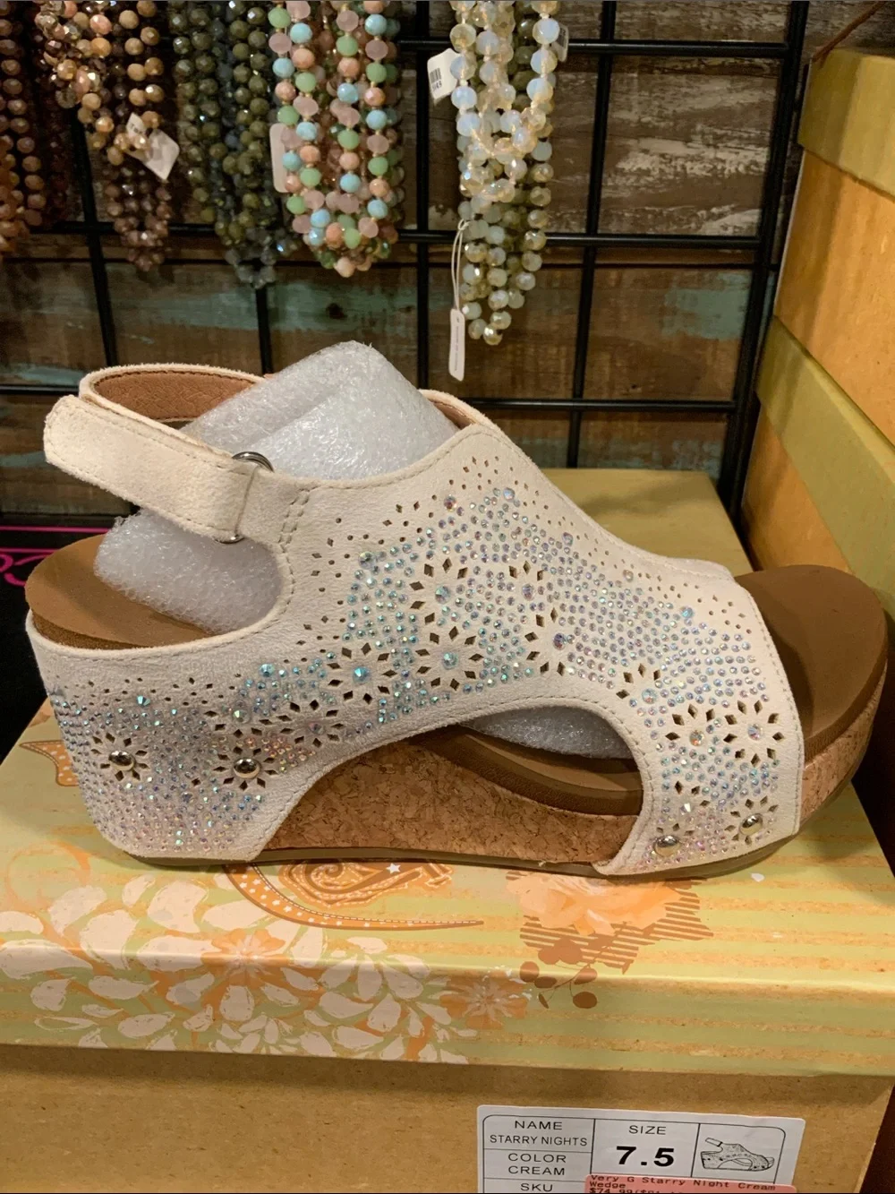 Very G Starry Nights  Crystal-Embellished White Wedge Sandals for Women